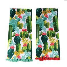 Cactus Dish Towel with Pom Poms - Meyer's Market