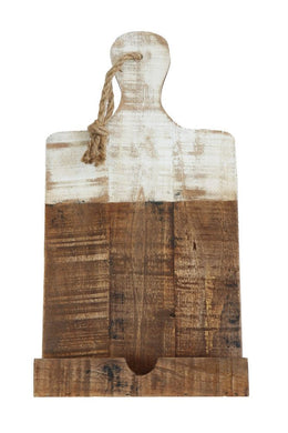 Distressed White Dipped Wood Tablet Holder - Meyer's Market