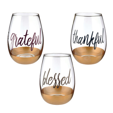 Gathering Stemless Wine Glass With Gold Accent - Meyer's Market