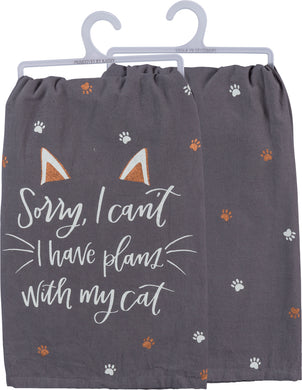 Sorry I Can't I Have Plans With My Cat Dish Towel - Meyer's Market