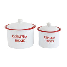 Red & White 'Christmas Treats' Enameled Tin Canister - Set of Two - Meyer's Market