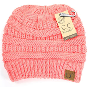 C.C Solid Messy Bun Beanie - Meyer's Market
