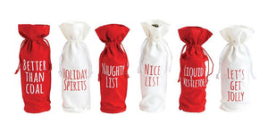 Christmas Fabric Wine Bags with Drawstring - Meyer's Market