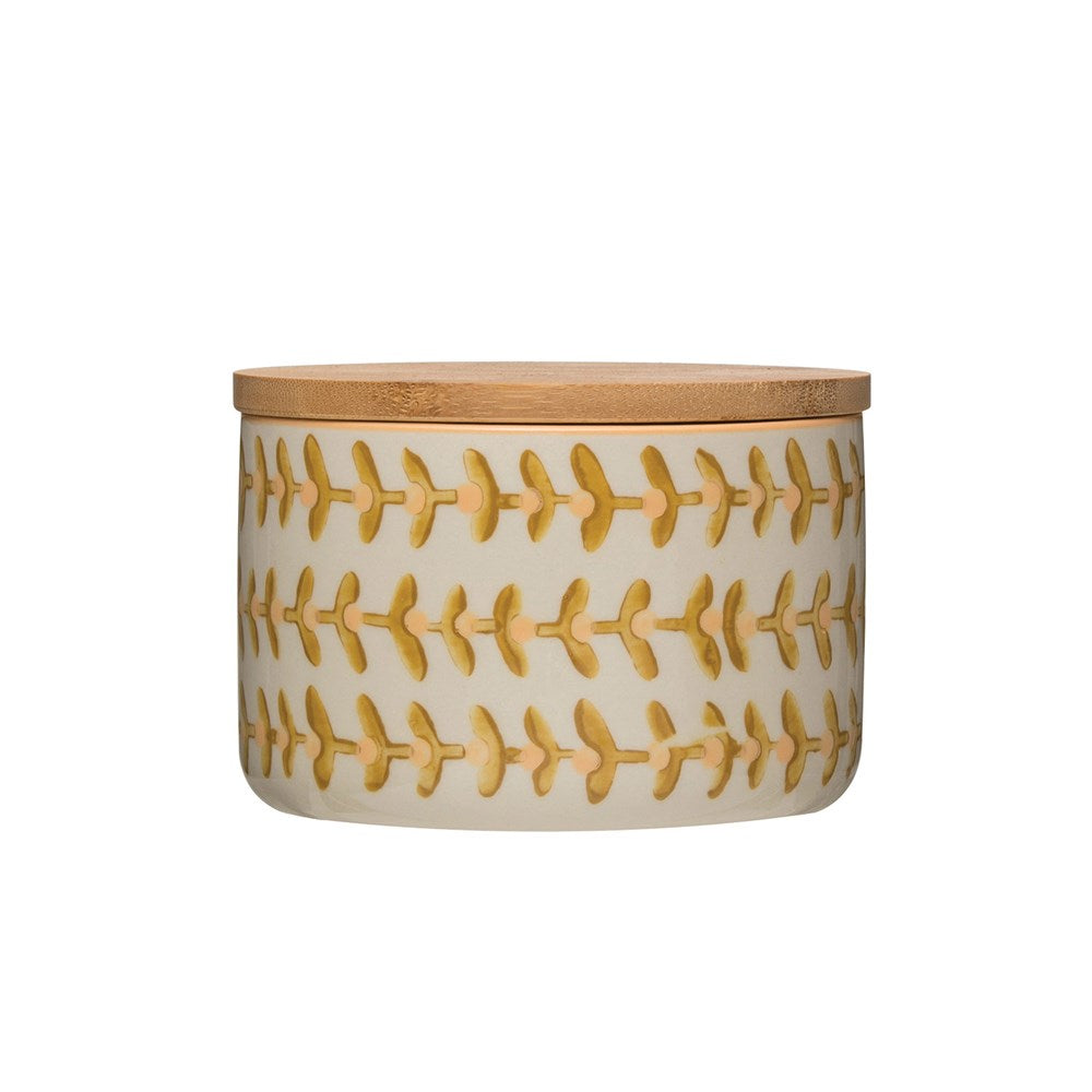 Stoneware Canister Mustard Floral - Meyer's Market