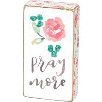 Stitched Block Magnet - Pray More - Meyer's Market